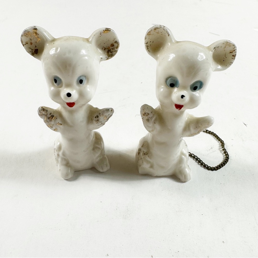 Vintage Mice On Chain Baby Mouse Family Figurines MCM Kitsch Anthropomorphic